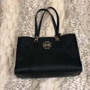 Tory Burch Pebble Black Leather Tote